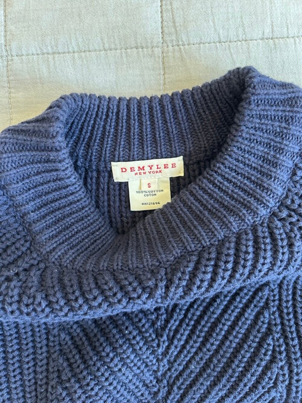 Chelsea Washed Cotton Sweater in Navy - Picture 4 of 5